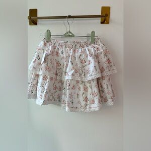 Altar’d State, Ivory Pink Floral Tiered Mini Skirt, Size XS | 0411